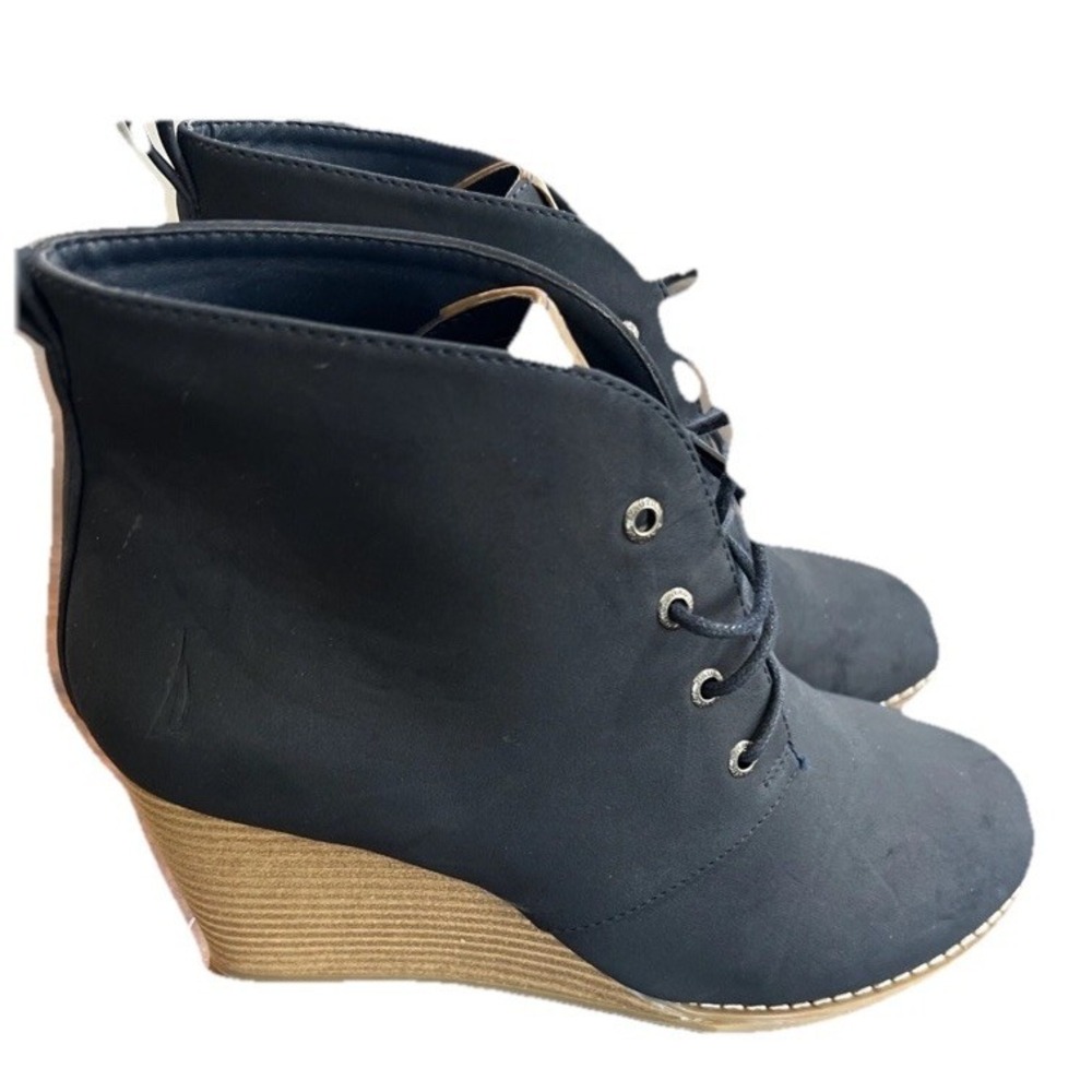 Nautica Boots Women's Size 10 Blue Ankle Suede Wedge Casual Fashion Booties